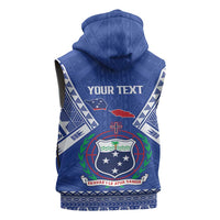 Personalised Samoa 685 Sleeveless Zip Hoodie Samoan Pride Coat Of Arms - Polynesian Pride