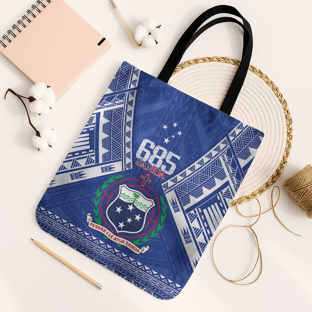 Samoa 685 Tote Bag Samoan Pride Coat Of Arms LT14 Black Strap One Size Blue - Polynesian Pride