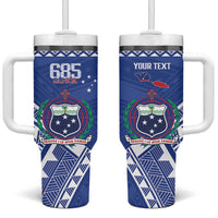 Personalised Samoa 685 Tumbler With Handle Samoan Pride Coat Of Arms - Polynesian Pride