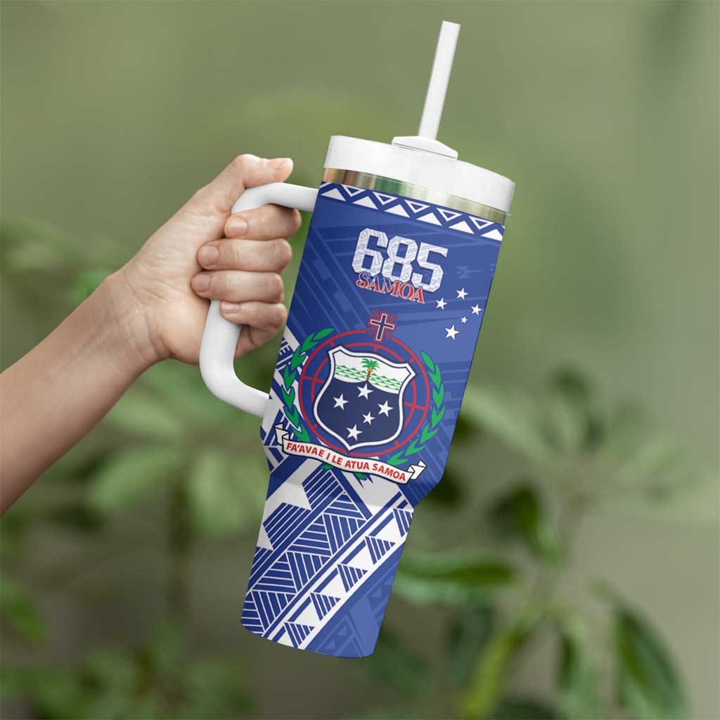 Personalised Samoa 685 Tumbler With Handle Samoan Pride Coat Of Arms - Polynesian Pride