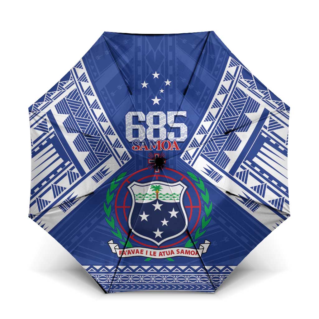 Samoa 685 Umbrella Samoan Pride Coat Of Arms LT14 One Size Folded 11.42 inch Opened Diameter 37.4 inch Blue - Polynesian Pride
