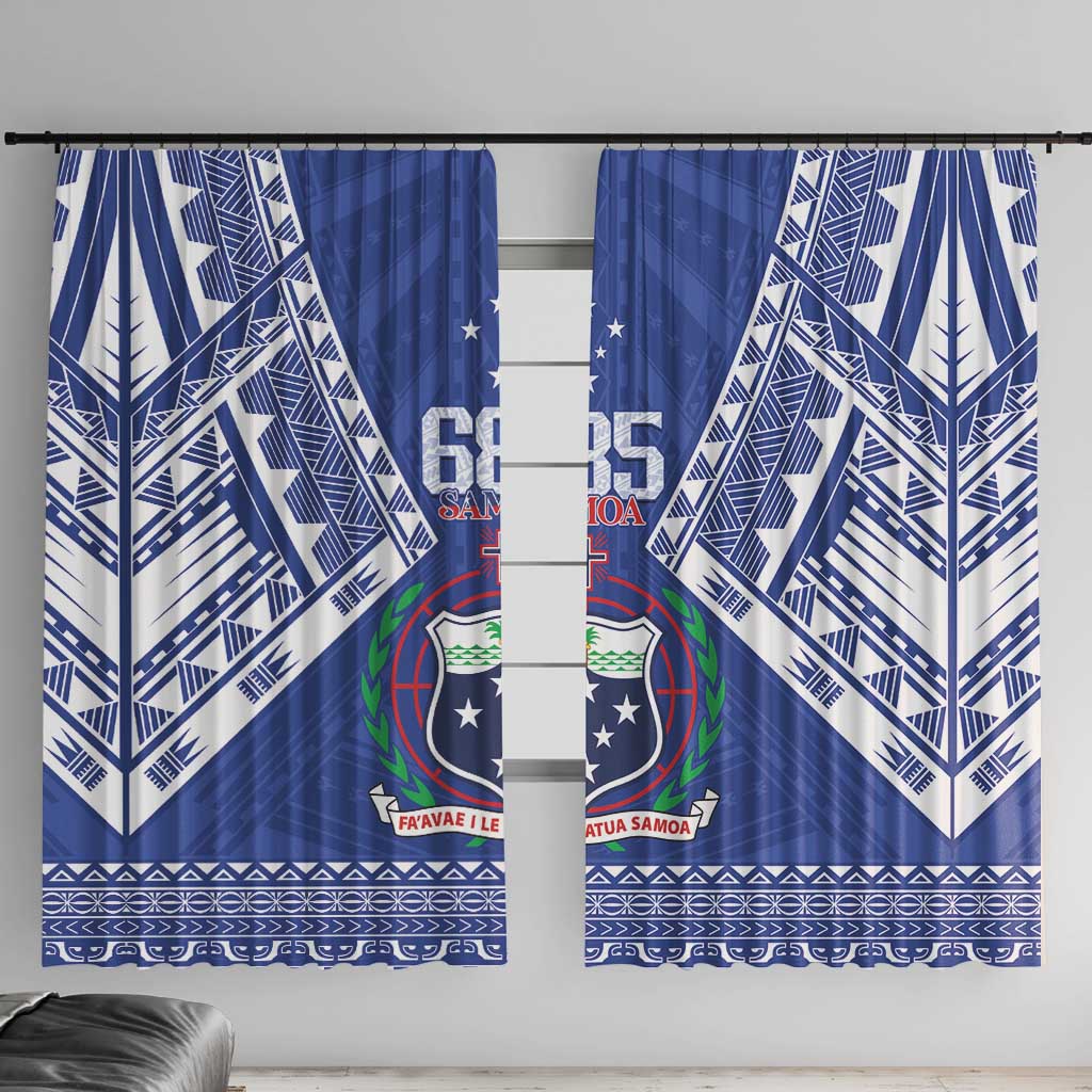 Samoa 685 Window Curtain Samoan Pride Coat Of Arms LT14 With Hooks Blue - Polynesian Pride