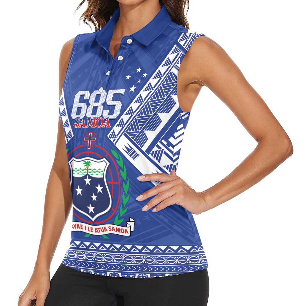 Personalised Samoa 685 Women Sleeveless Polo Shirt Samoan Pride Coat Of Arms - Polynesian Pride