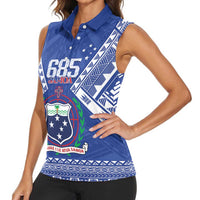 Personalised Samoa 685 Women Sleeveless Polo Shirt Samoan Pride Coat Of Arms - Polynesian Pride