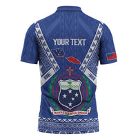Personalised Samoa 685 Zipper Polo Shirt Samoan Pride Coat Of Arms - Polynesian Pride