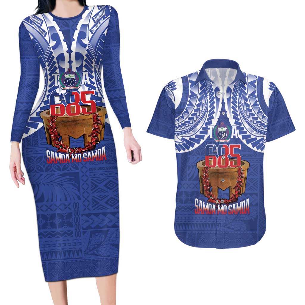 Toa Samoa Rugby Couples Matching Long Sleeve Bodycon Dress and Hawaiian Shirt 685 Pride Tanoa Ula Fala - Polynesian Pride