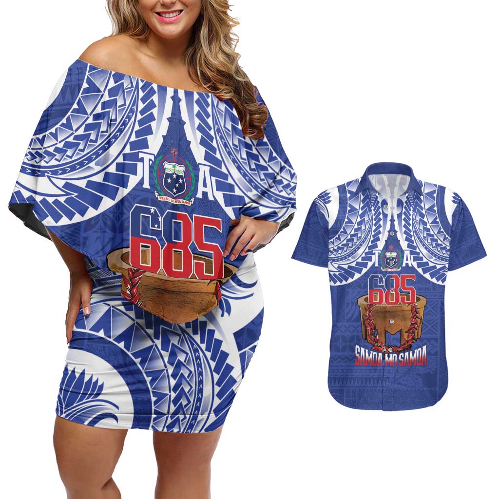 Toa Samoa Rugby Couples Matching Off Shoulder Short Dress and Hawaiian Shirt 685 Pride Tanoa Ula Fala - Polynesian Pride