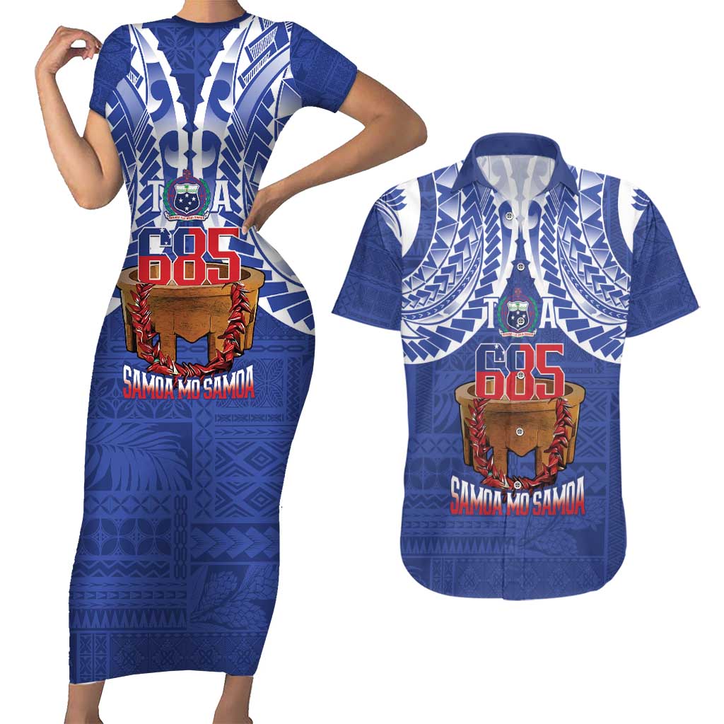 Toa Samoa Rugby Couples Matching Short Sleeve Bodycon Dress and Hawaiian Shirt 685 Pride Tanoa Ula Fala - Polynesian Pride