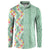 Menthol Green Aloha Hawaii Tiki Button Sweatshirt Tropical Plumeria - Seamless Style
