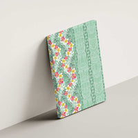 Menthol Green Aloha Hawaii Tiki Canvas Wall Art Tropical Plumeria - Seamless Style