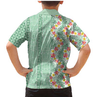 Menthol Green Aloha Hawaii Tiki Family Matching Mermaid Dress and Hawaiian Shirt Tropical Plumeria - Seamless Style LT14 - Polynesian Pride