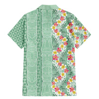 Menthol Green Aloha Hawaii Tiki Family Matching Mermaid Dress and Hawaiian Shirt Tropical Plumeria - Seamless Style LT14 - Polynesian Pride