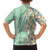 Menthol Green Aloha Hawaii Tiki Family Matching Off Shoulder Maxi Dress and Hawaiian Shirt Tropical Plumeria - Seamless Style