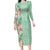 Menthol Green Aloha Hawaii Tiki Long Sleeve Bodycon Dress Tropical Plumeria - Seamless Style