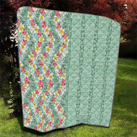Menthol Green Aloha Hawaii Tiki Quilt Tropical Plumeria - Seamless Style LT14 - Polynesian Pride