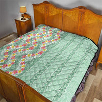 Menthol Green Aloha Hawaii Tiki Quilt Tropical Plumeria - Seamless Style LT14 - Polynesian Pride