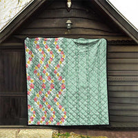 Menthol Green Aloha Hawaii Tiki Quilt Tropical Plumeria - Seamless Style LT14 - Polynesian Pride
