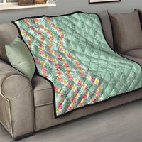 Menthol Green Aloha Hawaii Tiki Quilt Tropical Plumeria - Seamless Style LT14 - Polynesian Pride