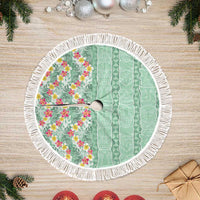Menthol Green Aloha Hawaii Tiki Tree Skirt Tropical Plumeria - Seamless Style