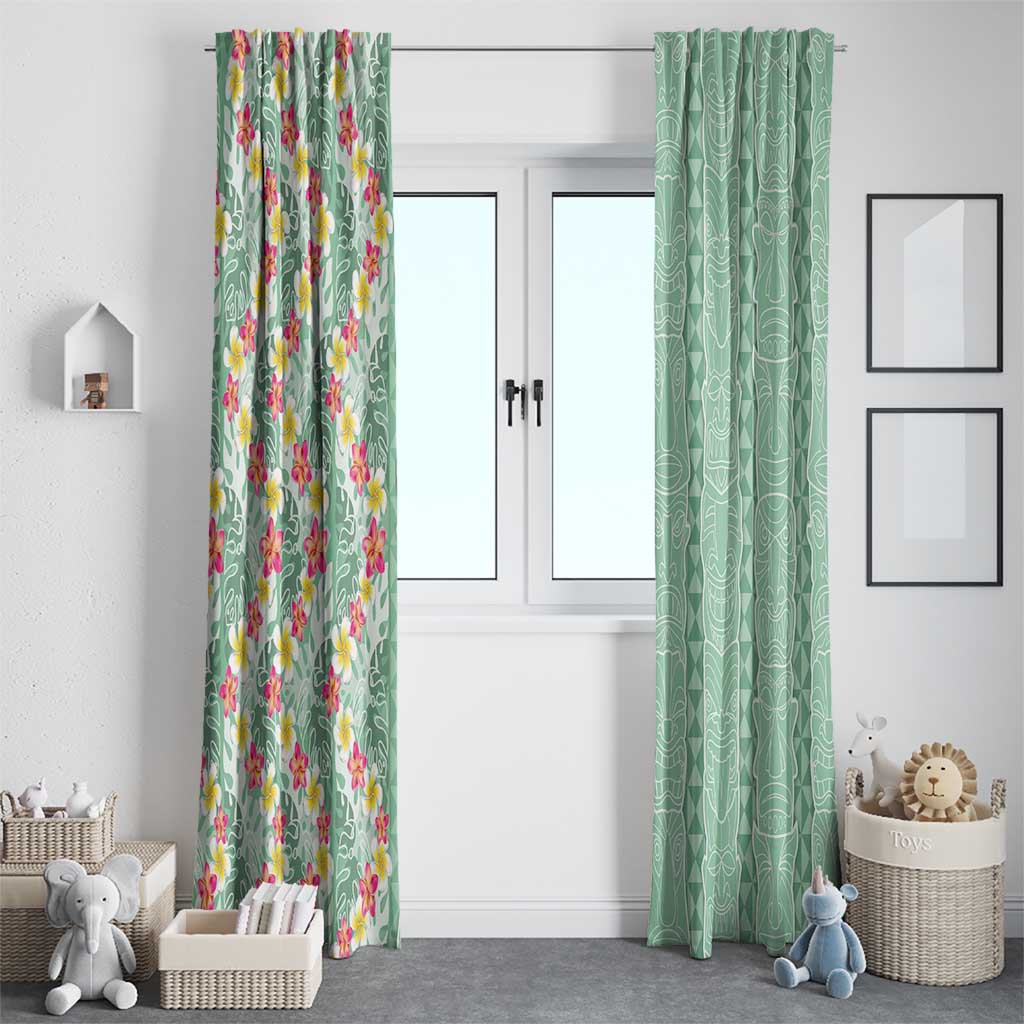 Menthol Green Aloha Hawaii Tiki Window Curtain Tropical Plumeria - Seamless Style LT14 - Polynesian Pride