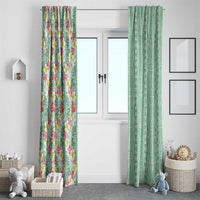 Menthol Green Aloha Hawaii Tiki Window Curtain Tropical Plumeria - Seamless Style LT14 - Polynesian Pride