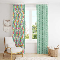 Menthol Green Aloha Hawaii Tiki Window Curtain Tropical Plumeria - Seamless Style LT14 - Polynesian Pride
