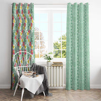 Menthol Green Aloha Hawaii Tiki Window Curtain Tropical Plumeria - Seamless Style LT14 - Polynesian Pride