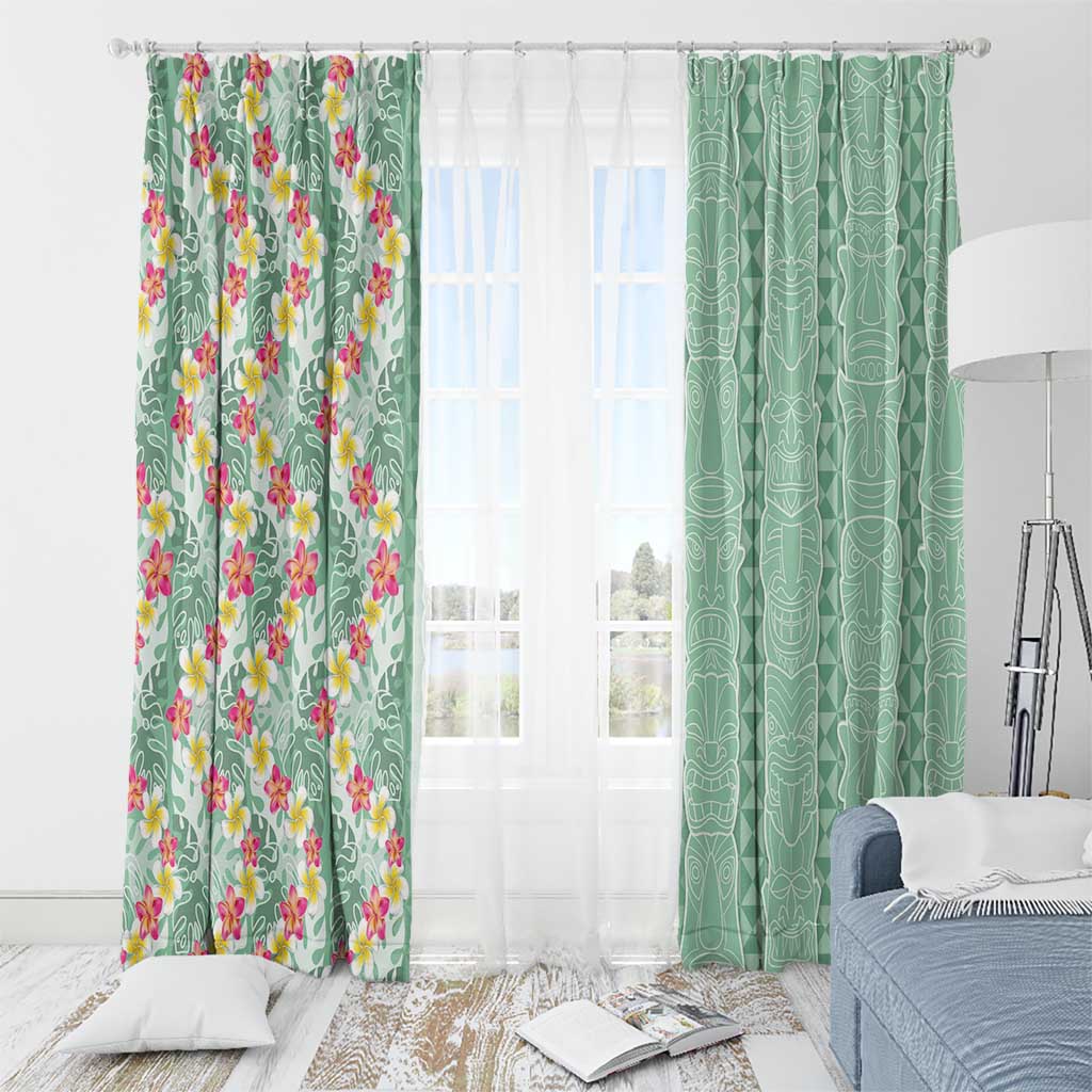 Menthol Green Aloha Hawaii Tiki Window Curtain Tropical Plumeria - Seamless Style LT14 - Polynesian Pride