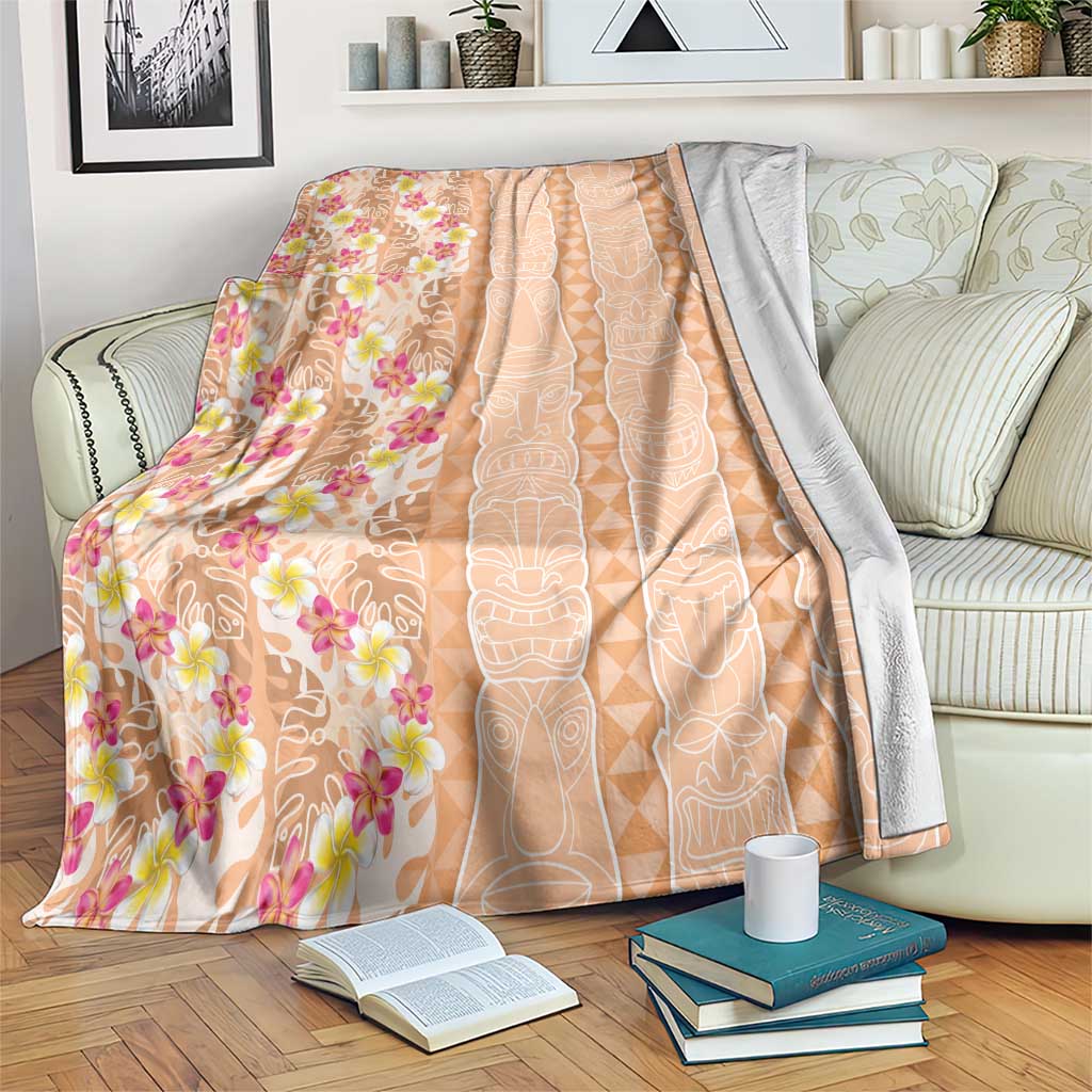 Orange Chiffon Aloha Hawaii Tiki Blanket Tropical Plumeria