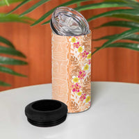 Orange Chiffon Aloha Hawaii Tiki 4 in 1 Can Cooler Tumbler Tropical Plumeria - Seamless Style