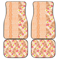 Orange Chiffon Aloha Hawaii Tiki Car Mats Tropical Plumeria - Seamless Style
