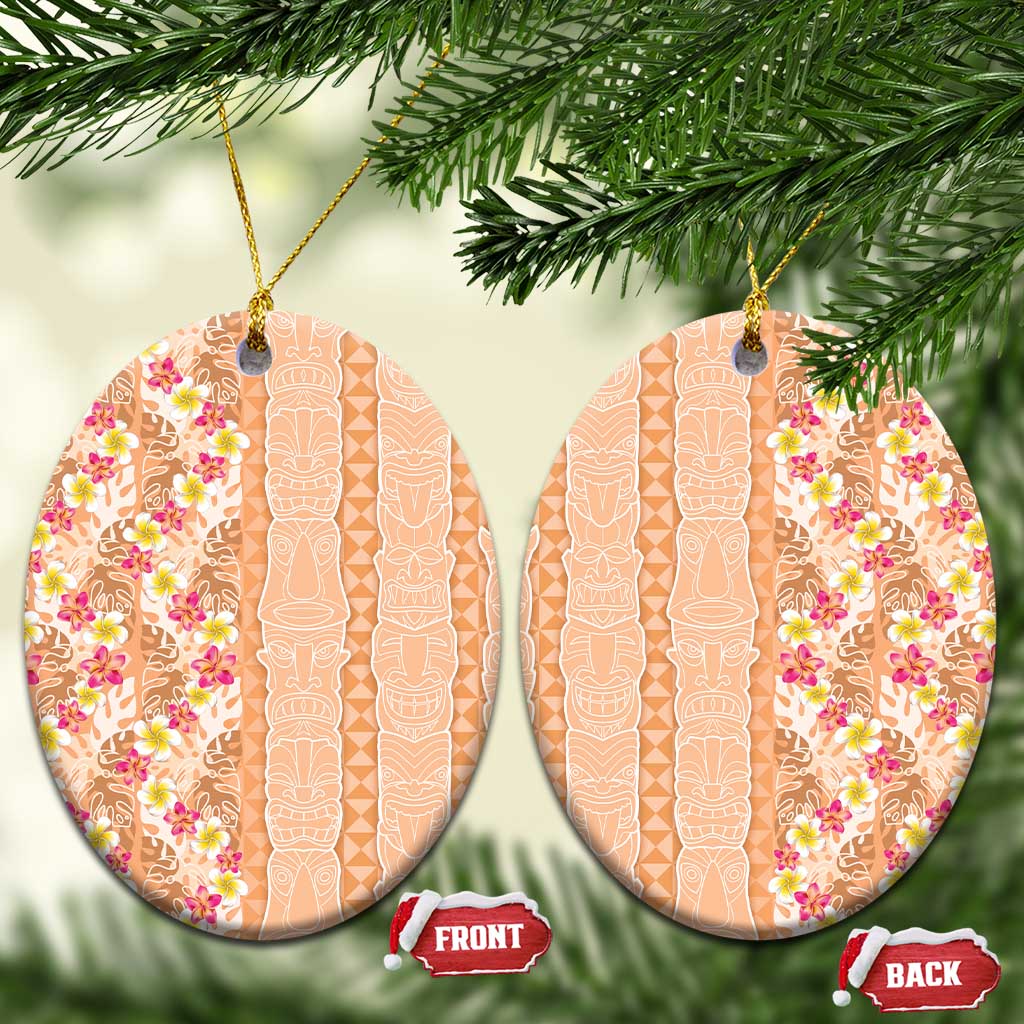 Orange Chiffon Aloha Hawaii Tiki Ceramic Ornament Tropical Plumeria - Seamless Style