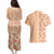 Orange Chiffon Aloha Hawaii Tiki Couples Matching Puletasi and Hawaiian Shirt Tropical Plumeria - Seamless Style