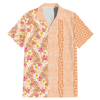 Orange Chiffon Aloha Hawaii Tiki Family Matching Mermaid Dress and Hawaiian Shirt Tropical Plumeria - Seamless Style LT14 Dad's Shirt - Short Sleeve Orange - Polynesian Pride