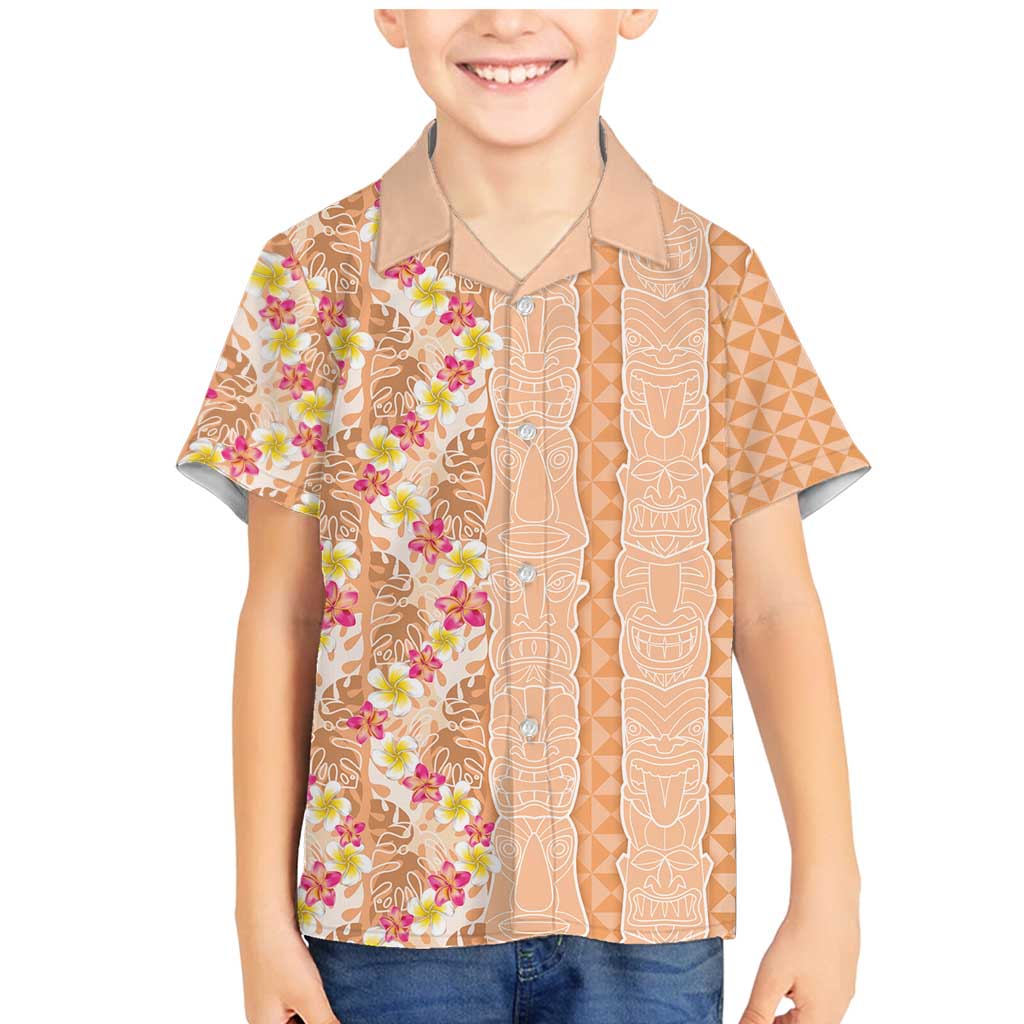 Orange Chiffon Aloha Hawaii Tiki Family Matching Mermaid Dress and Hawaiian Shirt Tropical Plumeria - Seamless Style LT14 Son's Shirt Orange - Polynesian Pride