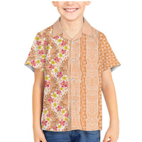 Orange Chiffon Aloha Hawaii Tiki Family Matching Mermaid Dress and Hawaiian Shirt Tropical Plumeria - Seamless Style LT14 Son's Shirt Orange - Polynesian Pride