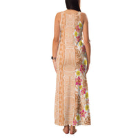 Orange Chiffon Aloha Hawaii Tiki Family Matching Tank Maxi Dress and Hawaiian Shirt Tropical Plumeria - Seamless Style LT14 - Polynesian Pride