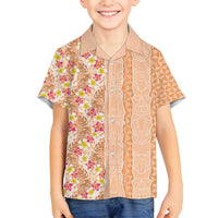 Orange Chiffon Aloha Hawaii Tiki Family Matching Tank Maxi Dress and Hawaiian Shirt Tropical Plumeria - Seamless Style LT14 Son's Shirt Orange - Polynesian Pride