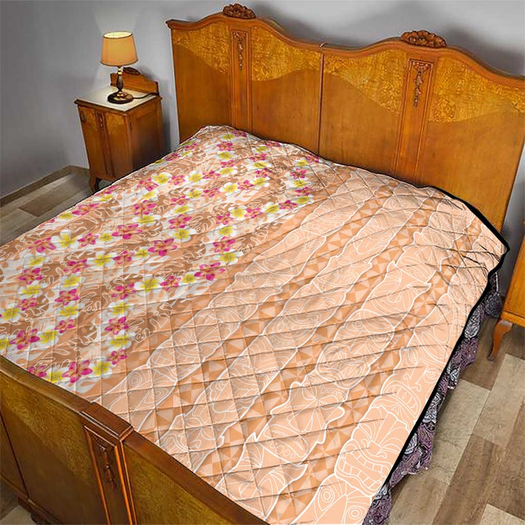 Orange Chiffon Aloha Hawaii Tiki Quilt Tropical Plumeria - Seamless Style