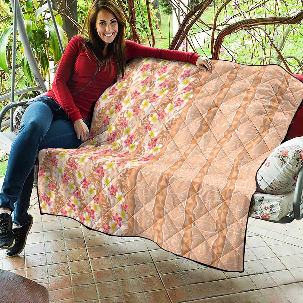 Orange Chiffon Aloha Hawaii Tiki Quilt Tropical Plumeria - Seamless Style