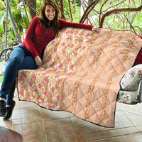 Orange Chiffon Aloha Hawaii Tiki Quilt Tropical Plumeria - Seamless Style