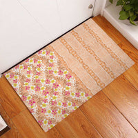 Orange Chiffon Aloha Hawaii Tiki Rubber Doormat Tropical Plumeria - Seamless Style LT14 - Polynesian Pride