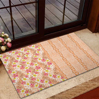 Orange Chiffon Aloha Hawaii Tiki Rubber Doormat Tropical Plumeria - Seamless Style LT14 - Polynesian Pride