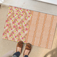 Orange Chiffon Aloha Hawaii Tiki Rubber Doormat Tropical Plumeria - Seamless Style LT14 - Polynesian Pride