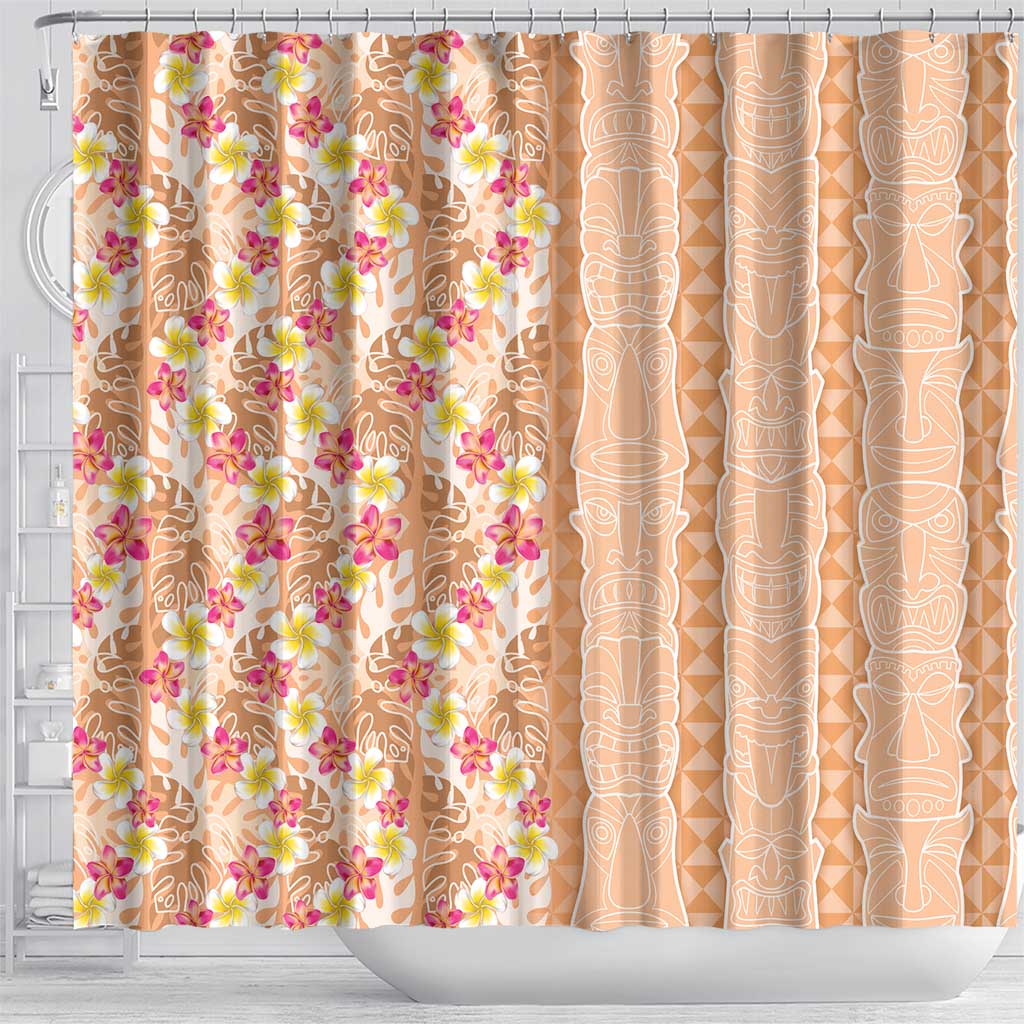 Orange Chiffon Aloha Hawaii Tiki Shower Curtain Tropical Plumeria - Seamless Style