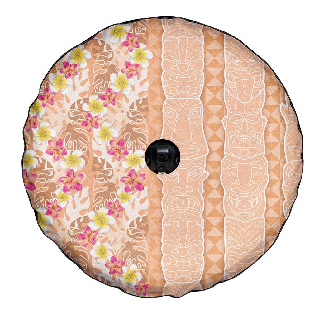 Orange Chiffon Aloha Hawaii Tiki Spare Tire Cover Tropical Plumeria - Seamless Style