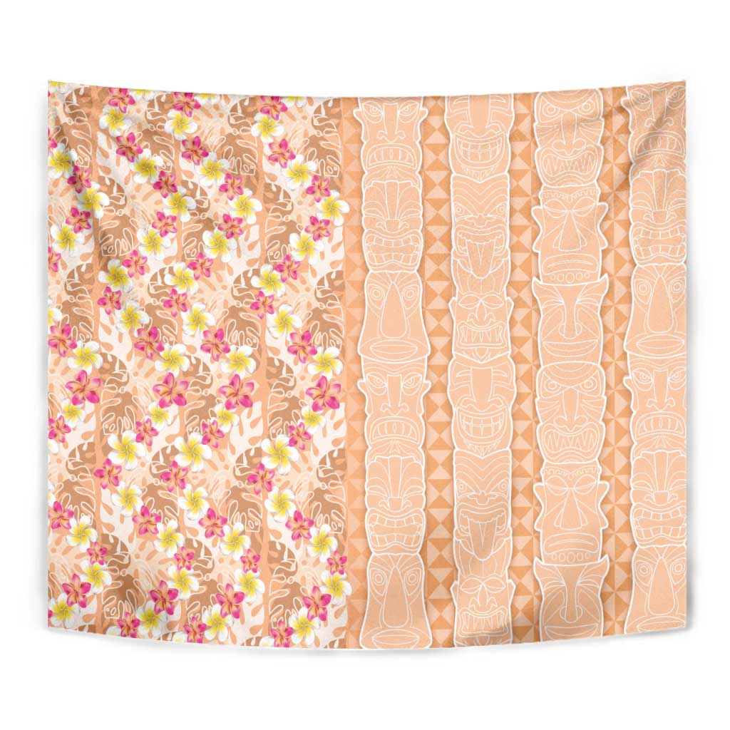 Orange Chiffon Aloha Hawaii Tiki Tapestry Tropical Plumeria - Seamless Style