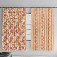 Orange Chiffon Aloha Hawaii Tiki Window Curtain Tropical Plumeria - Seamless Style LT14 With Hooks Orange - Polynesian Pride