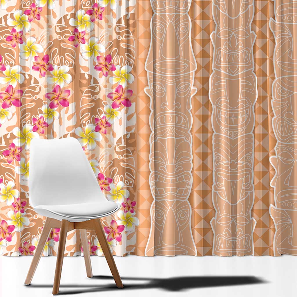 Orange Chiffon Aloha Hawaii Tiki Window Curtain Tropical Plumeria - Seamless Style LT14 - Polynesian Pride