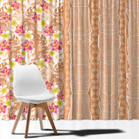 Orange Chiffon Aloha Hawaii Tiki Window Curtain Tropical Plumeria - Seamless Style LT14 - Polynesian Pride